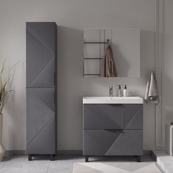 Volna Тумба с умывальником Geometry 80.2Y 9696 + Lake 80 (графит)