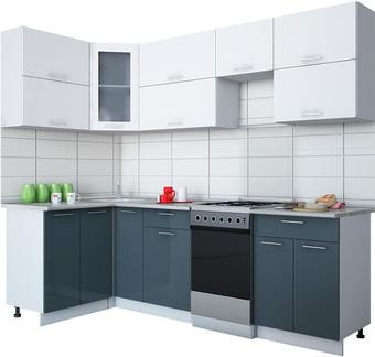 Угловая кухня Интерлиния Мила Gloss 50-12x25 (белый/асфальт глянец)