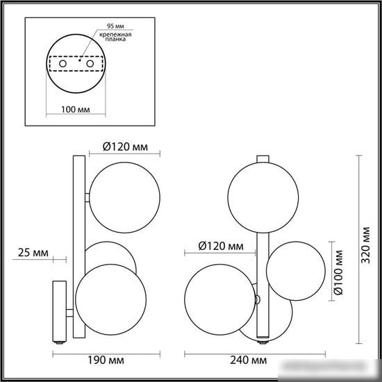 Бра Odeon Light Tovi 4818/3W