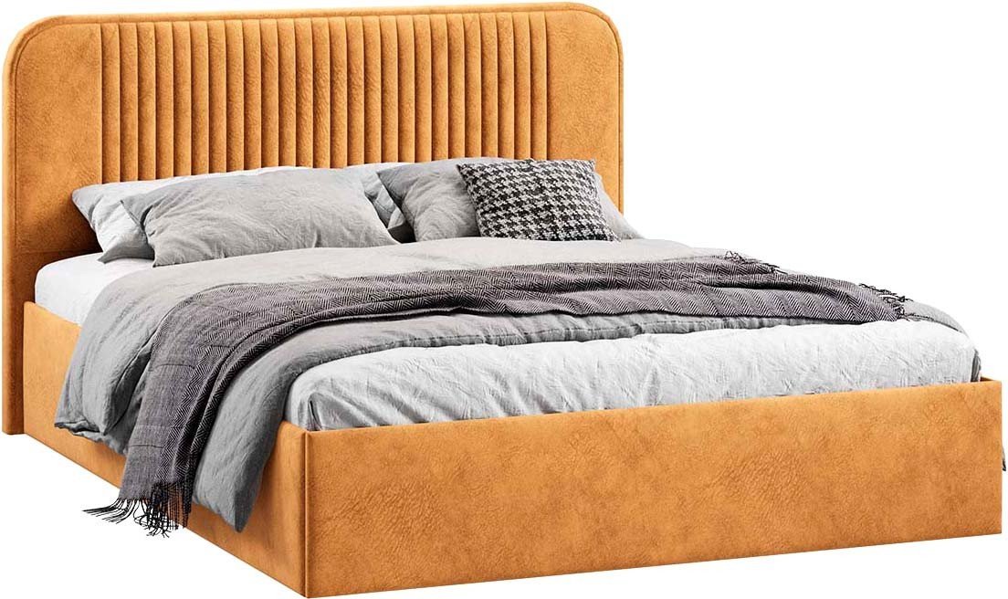 Кровать Трия Тиффани Тип 1 c ПМ и заглушиной 160x200 (микровелюр Wellmart Yellow)
