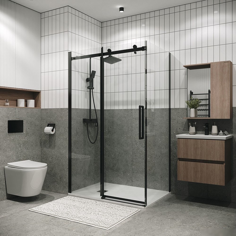 Душевой уголок Grossman Classic 110x80x195 120.K33.04.1180.21.00 (черный матовый/стекло прозрачное)