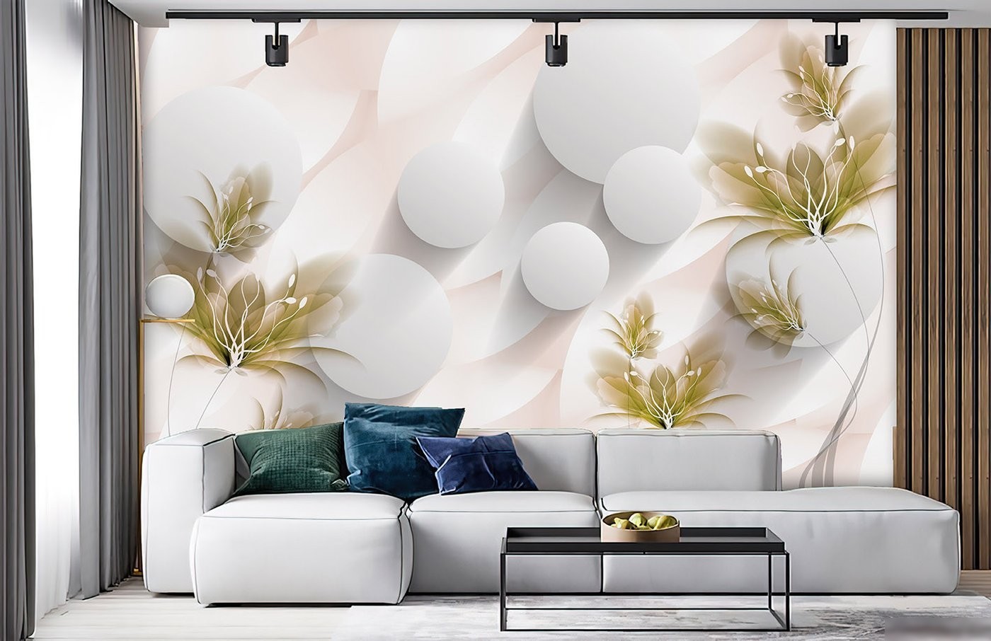 Фотообои Vimala 3D Шары с цветами 270x400
