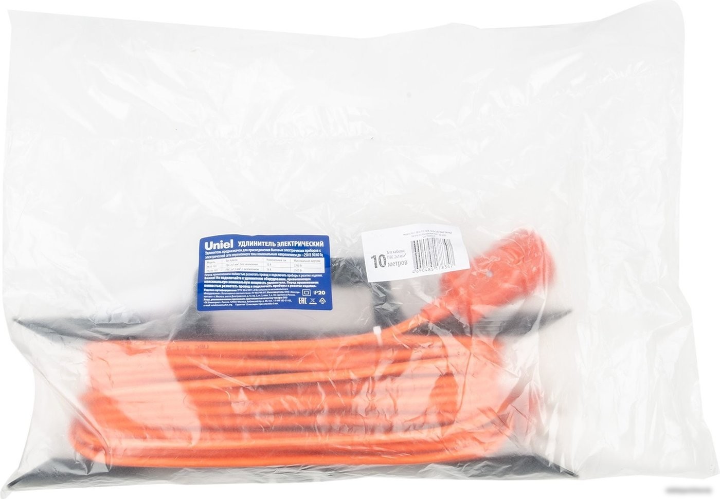 Удлинитель Uniel YX10-101 /UCK-1N/2x1,00/10M/F ORANGE UL-00010799