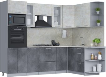 Готовая кухня Интерлиния Мила 1.68x2.6 правая (бетон лайт/бетон портленд/опал светлый)