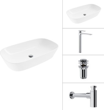 Умывальник Lauter 21393-70 + Reef 21CK8678C + сифон 21635CH + донный кл. 21190CH (хром)