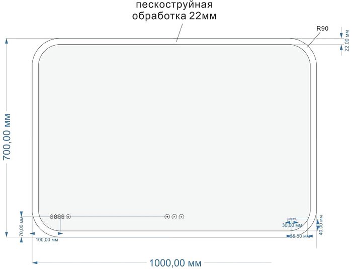 Cersanit Зеркало 100х70 KN-LU-LED070-100-p-Os