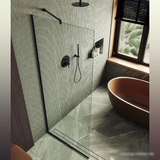 Душевая стенка MaybahGlass 195x119 MGD-683-6у (прозрачное стекло/черный)