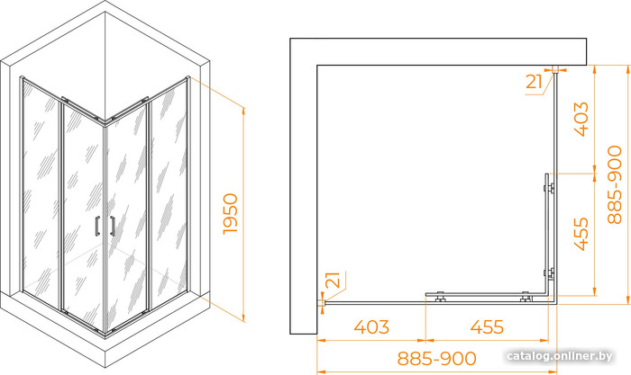 Душевой уголок RGW PA-030 3508103099-21 90x90 (хром/матовое-сатинат стекло)