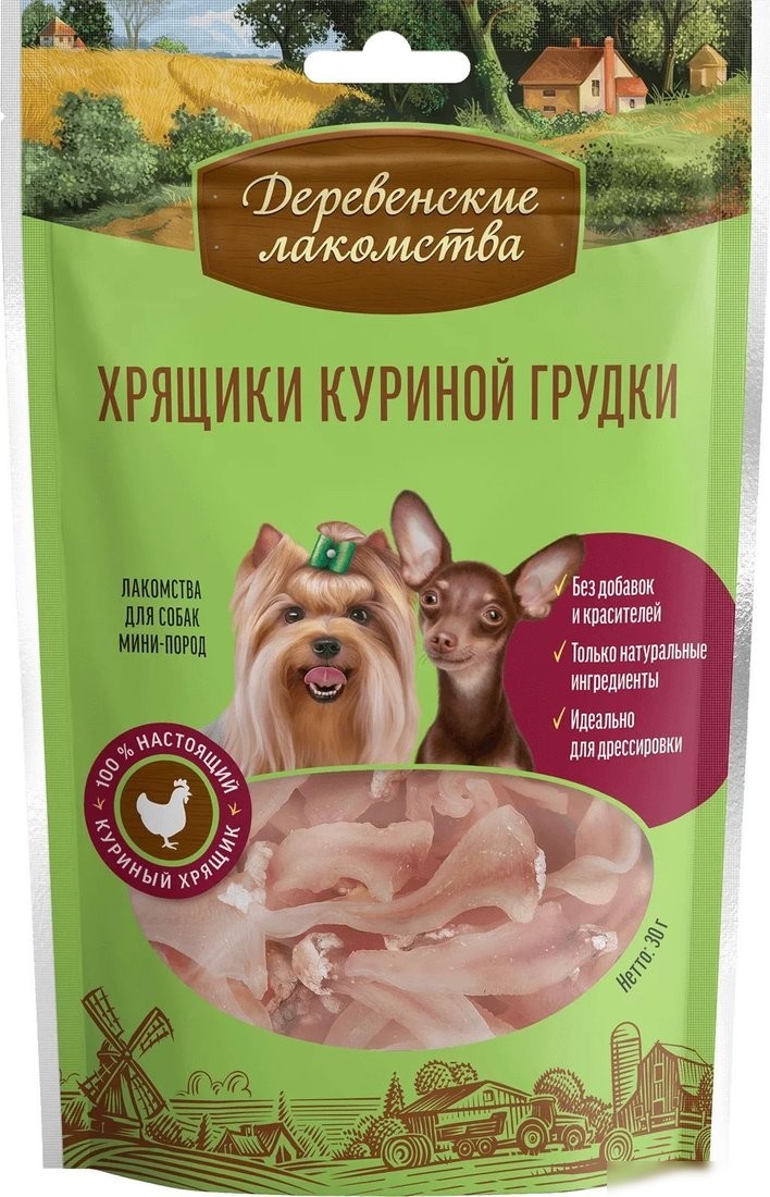 Лакомство для собак Деревенские лакомства Хрящики куриной грудки 5x30 г