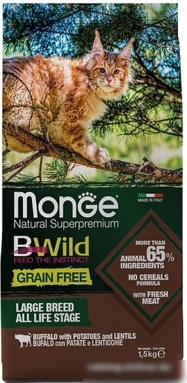 Сухой корм для кошек Monge BWild Cat Grain Free Buffalo 1.5 кг