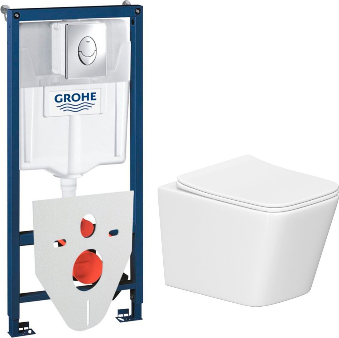 Унитаз подвесной Lauter Square 214903 + GROHE Rapid SL 38721001 + GROHE 37131000 (овальная, хром) Унитаз подвесной Lauter Square 214903 + GROHE Rapid SL 38721001 + GROHE 37131000 (овальная, хром)