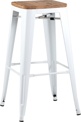 Табурет Stool Group TOLIX WOOD барный (белый) глянцевый