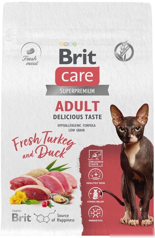 Сухой корм для кошек Brit Кеа Cat Adult Delicious Taste с индейкой и уткой 400 г