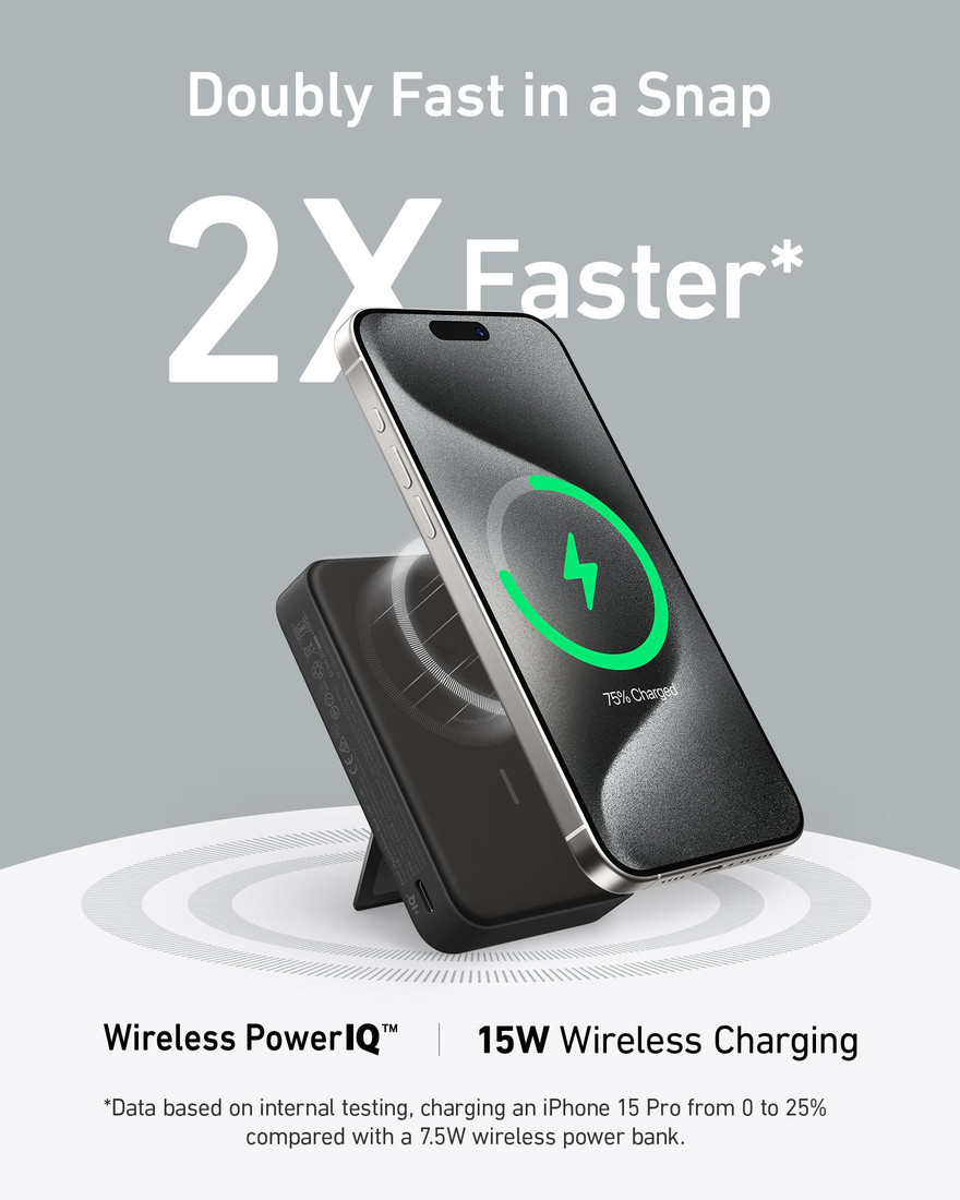 Внешний аккумулятор Anker MagGo Power Bank A1654 10000mAh (черный)