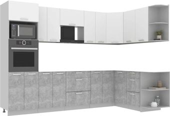 Готовая кухня Интерлиния Мила Лайт 1.68x3.0 правая без столешницы (белый платинум/бетон)