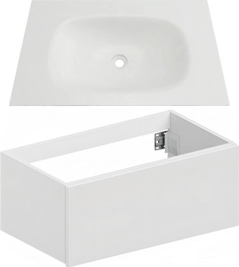 ЗОВ Тумба с умывальником Кито 70 K70LW0MWM + Oliveeka Flow F70WF (белый матовый)