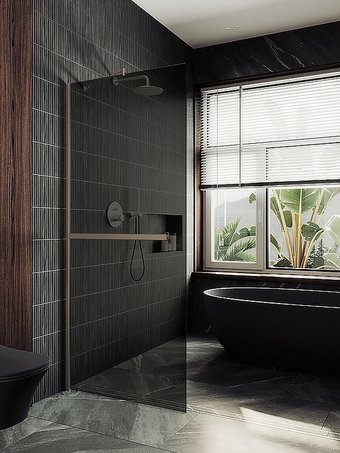 Душевая стенка MaybahGlass 99x195 MGD-1461-2ш (графитовое стекло/бронза)