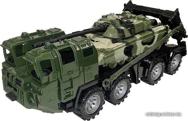 Игрушечный транспорт Нордпласт Военный тягач Щит с танком 258/1 (хаки)
