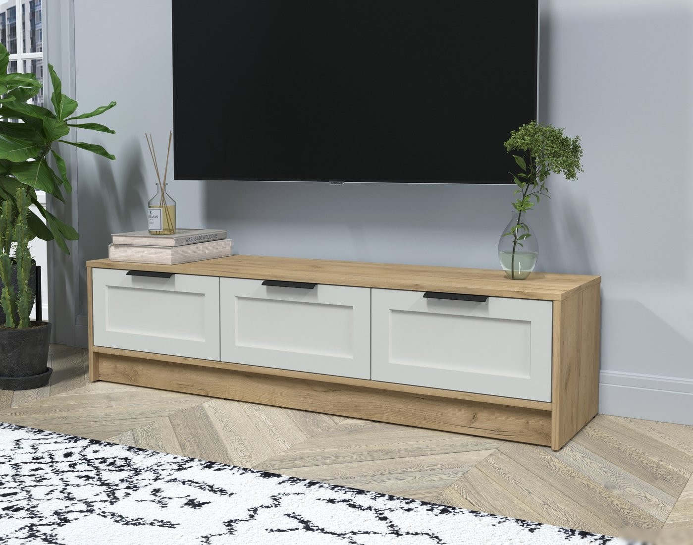Тумба Интерлиния ТВ Концепт Тренд КТ-ТВ3-35 (дуб золотой/грей)