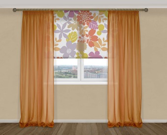 Комплект гардин Delfa Voile СТШ/Д-050 Voile/8819 2x2.5 м (мандарин, 2 шт)