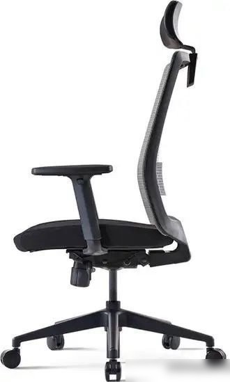 Офисное кресло Bestuhl S30 Black Pl с подголовником и подлокотником (черная сетка/серая ткань)