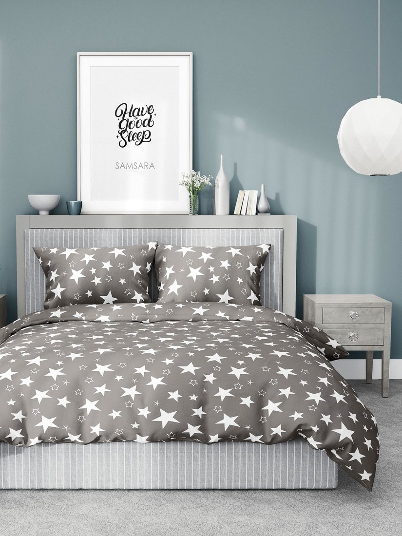 1.5-спальный комплект постельного белья Samsara Grey Stars 150-15/5070
