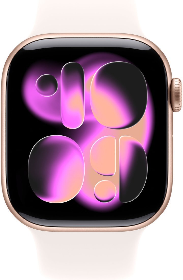 Умные часы Apple Watch Series 11 42 мм (алюминиевый корпус, розовое золото/легкие румяна, спортивный силиконовый ремешок M/L)