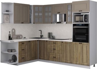 Готовая кухня Интерлиния Мила Деко 1.88x2.6 LV (дуб вотан/луна/опал светлый)