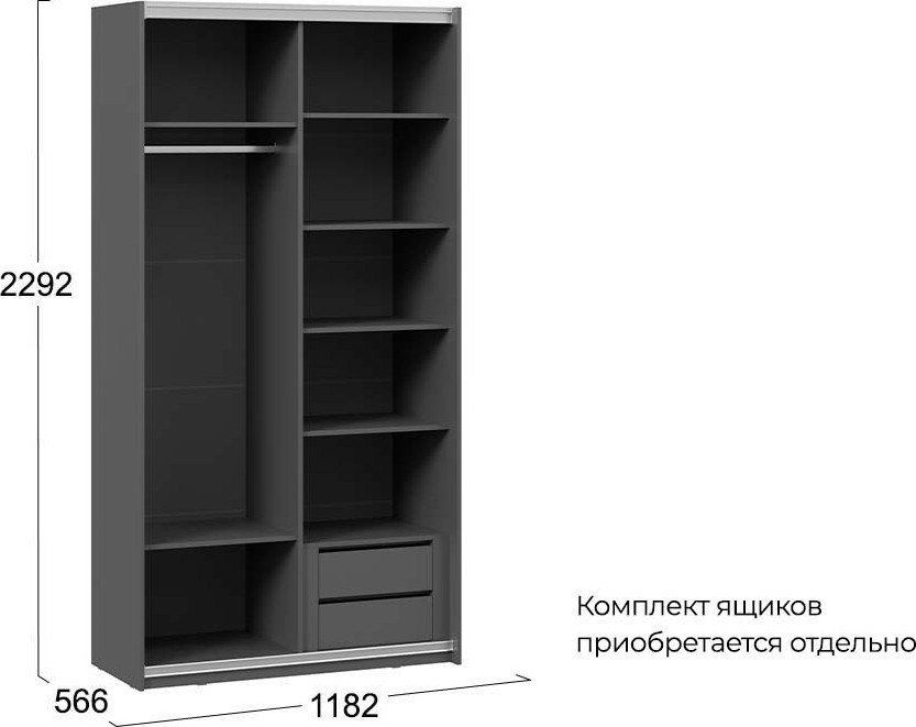 Шкаф-купе Трия Оскар Тиффани Т2 1200 282711 (серебро/серый графит/графит матовый)