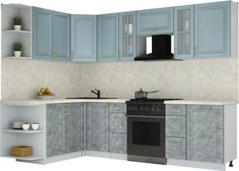 Готовая кухня Интерлиния Мила Шато 1.7x2.7 LV (океан/керамика/опал светлый)