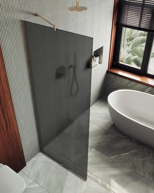 Душевая стенка MaybahGlass 99x195 MGD-1356-2у (графитовое матовое стекло/бронза)