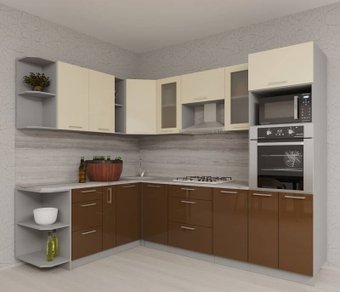 Готовая кухня Интерлиния Мила Gloss 1.88x2.8 левая (ваниль-шоколад)