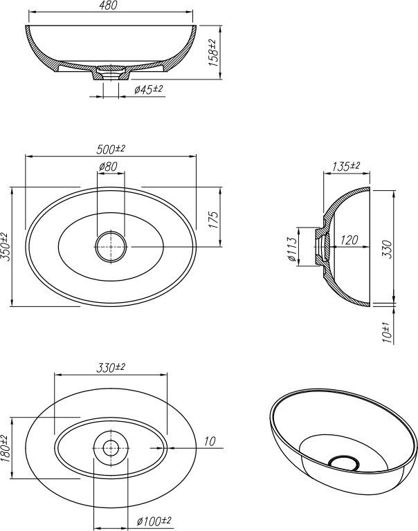 Умывальник Roxen Nimfa gray 300160-DG