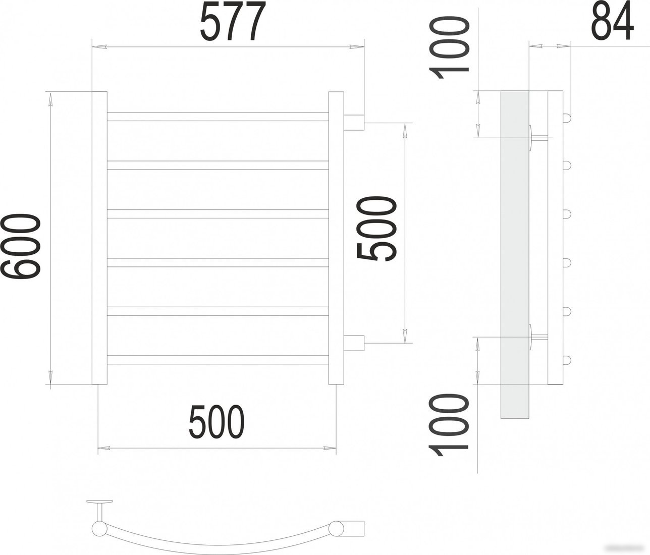 Полотенцесушитель TERMINUS Классик П6 500x600 бп (сатин)