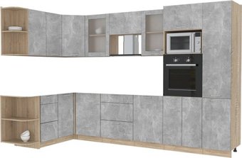 Готовая кухня Интерлиния Мила 1.68x3.2 левая без столешницы (бетон/бетон)