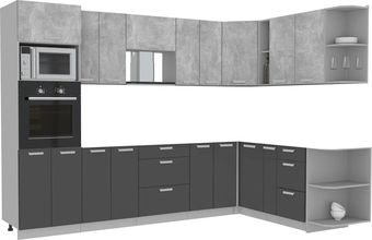 Готовая кухня Интерлиния Мила Лайт 1.88x3.0 правая без столешницы (бетон/антрацит)