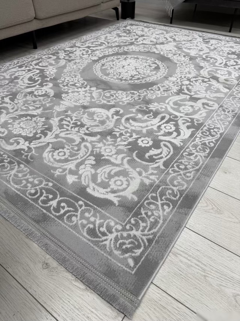 Ковер для жилой комнаты Radjab Carpet Амаль Прямоугольник 0916A (2x4, Grey/Cream)