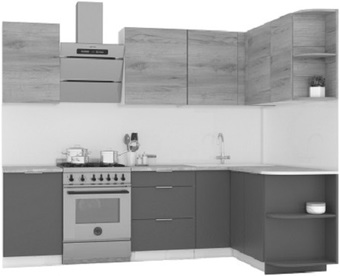 Готовая кухня Интермебель Микс Топ-15 2x1.6м правая (белый премиум-дуб крафт зол-венато)