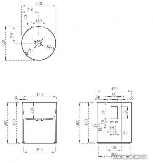 Умывальник Abber Kristall AT2704Rubin (красный)