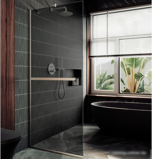 Душевая стенка MaybahGlass 195x79 MGD-729-5у (графитовое стекло/хром матовый)