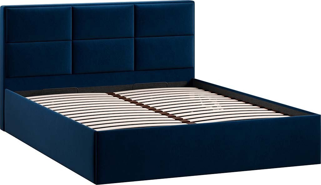 Кровать Трия Стелла Тип 1 c ПМ и заглушиной 160x200 (микровелюр Wellmart Blue)