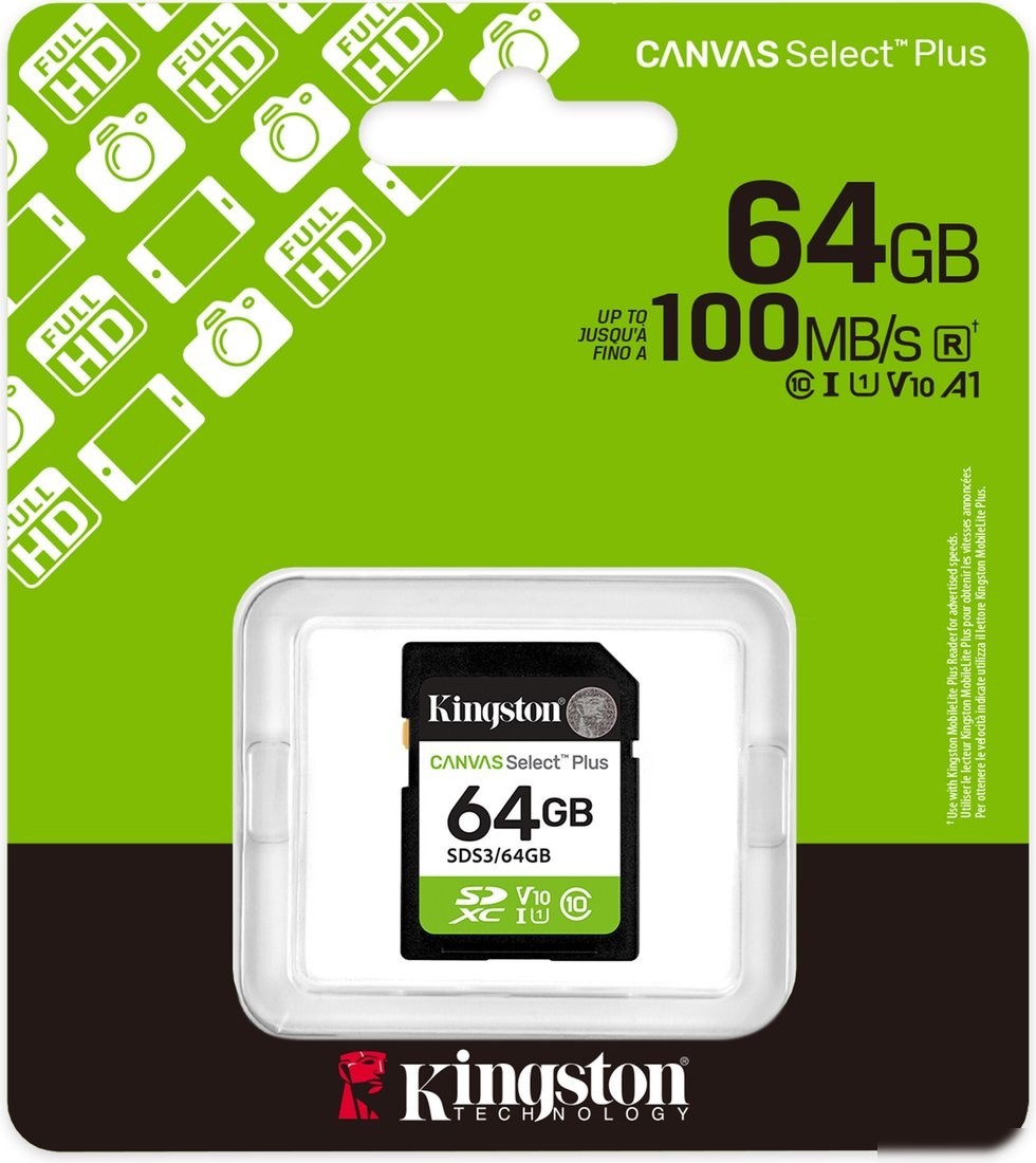 Карта памяти Kingston Canvas Select Plus SDXC 64GB SDS3/64GB