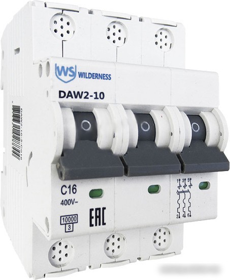 Выключатель автоматический Wilderness DAW2-10 3P 6A D 10kA DAW2-10-3-D006