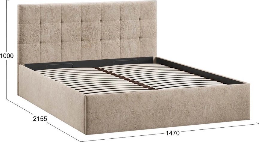 Кровать Трия Джоли Тип 1 универсальный 140x200 (микровелюр Wellmart Dark Beige)