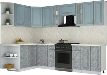 Готовая кухня Интерлиния Мила Шато 1.7x2.8 LV (океан/керамика/опал светлый)