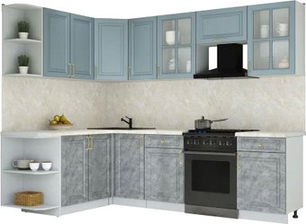 Готовая кухня Интерлиния Мила Шато 1.7x2.6 LV (океан/керамика/опал светлый)