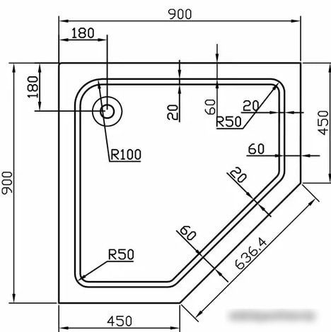 Душевой поддон Vincea VST-2AP-9090 90 см