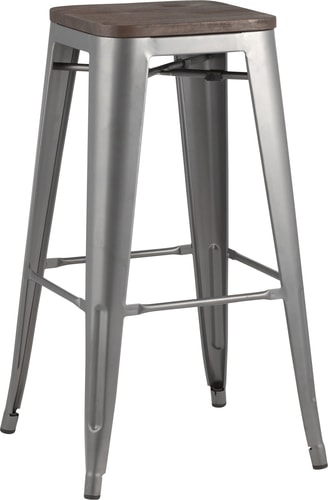 Табурет Stool Group TOLIX WOOD барный (серебристый) матовый