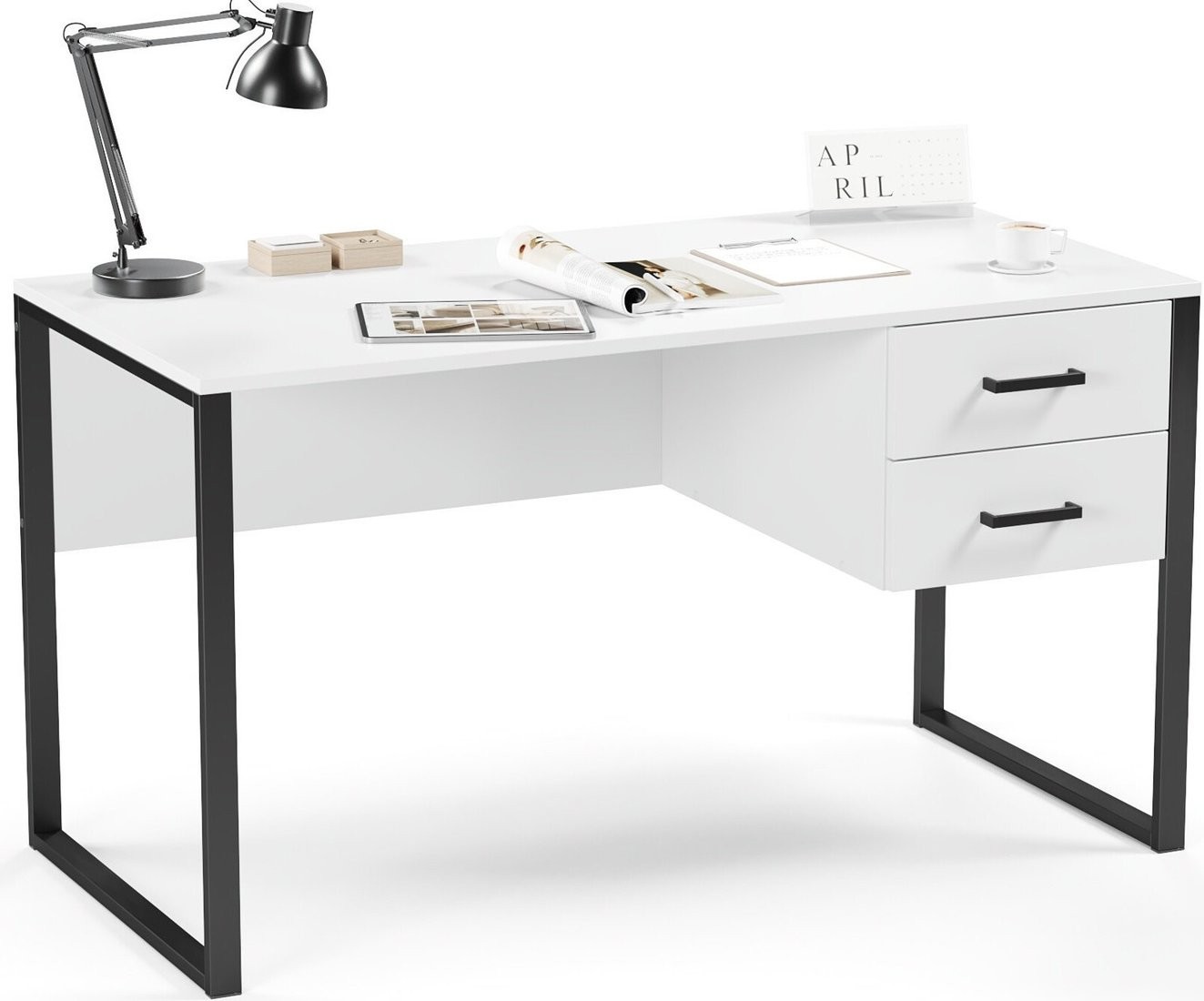 Стол Soma Slava 135x66 (белый/черный)