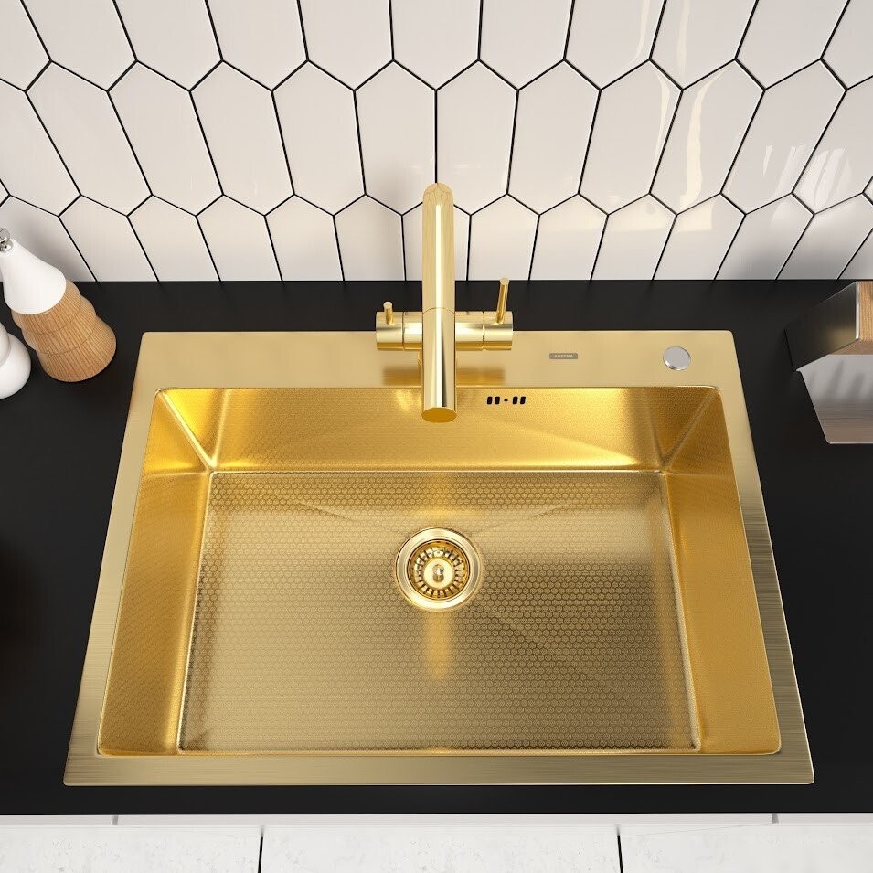 Кухонная мойка ARFEKA ECO AR 700*500 GOLD PVD NANO DECOR